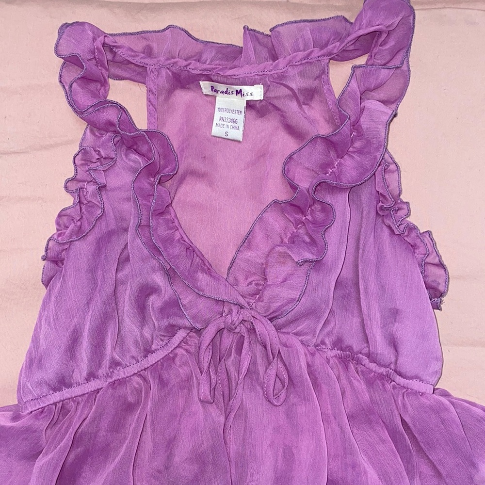 Vintage Y2K ruffled purple tank fits women’s S- L - Picture 2 of 2